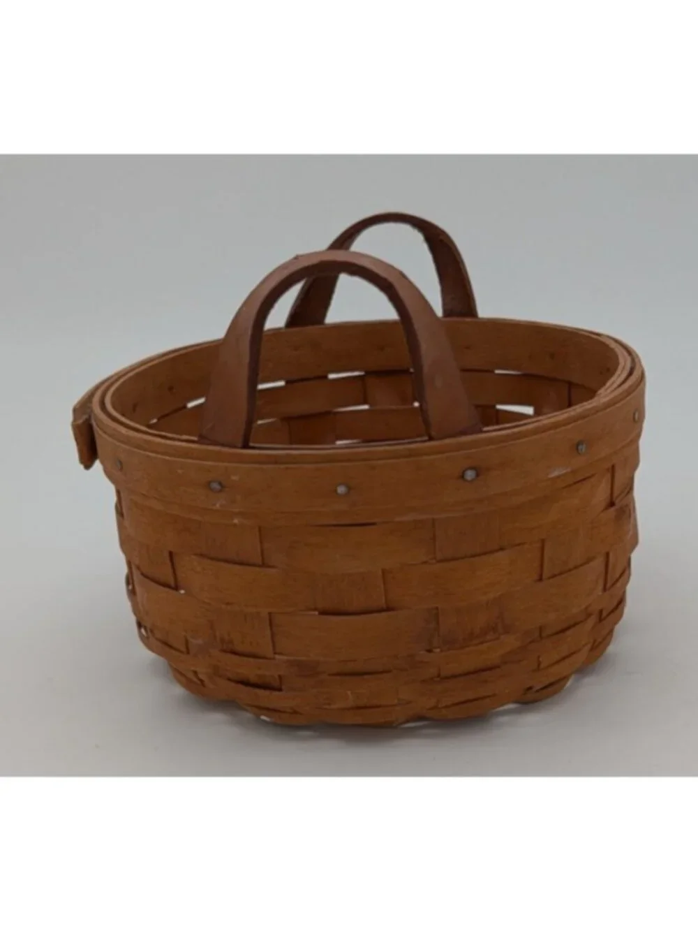 Longaberger 1994 Round Leather Handle Basket vintage